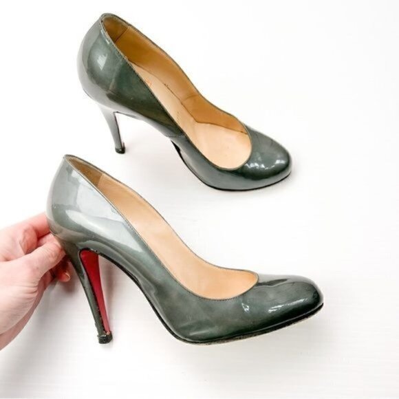CHRISTIAN LOUBOUTIN Ron Ron 100 Patent Leather Pumps size 7 Red Bottoms - Picture 9 of 15